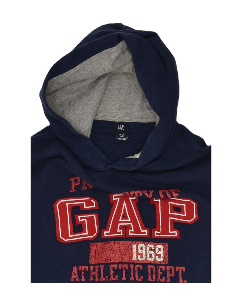 GAP Boys Oversized Graphic Hoodie Jumper 11-12 Years XL Navy Blue Cotton | Vintage Gap | Thrift | Second-Hand Gap | Used Clothing | Messina Hembry 