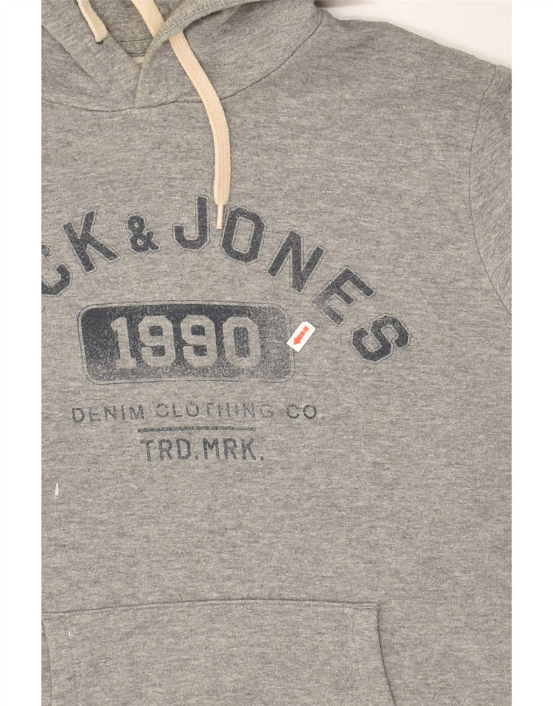 JACK & JONES Mens Graphic Hoodie Jumper Large Grey Cotton | Vintage Jack & Jones | Thrift | Second-Hand Jack & Jones | Used Clothing | Messina Hembry 