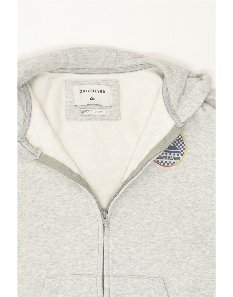 QUIKSILVER Boys Graphic Zip Hoodie Sweater 13-14 Years Grey Cotton | Vintage Quiksilver | Thrift | Second-Hand Quiksilver | Used Clothing | Messina Hembry 