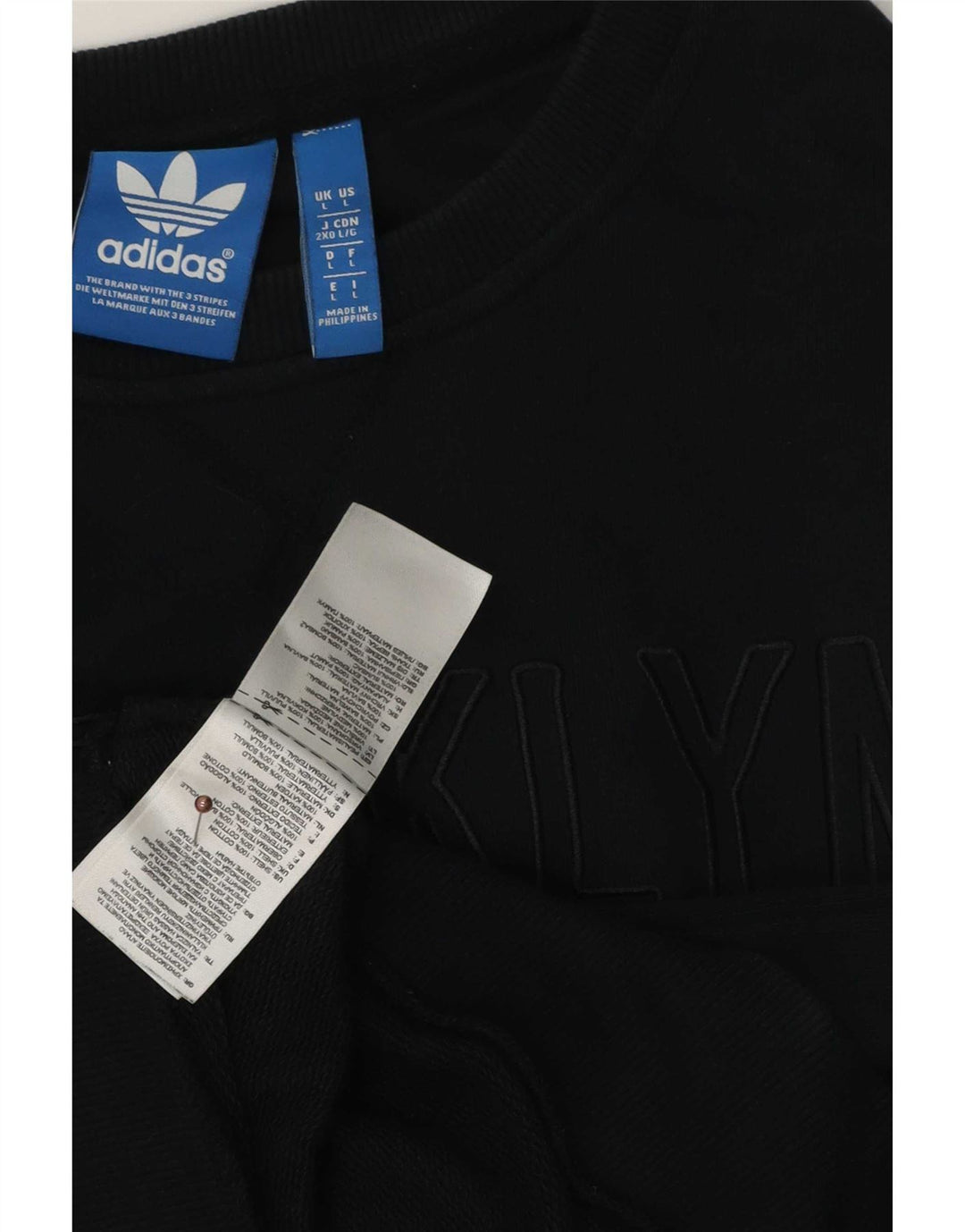 Adidas Mens Graphic Sweatshirt Jumper Large Black Colourblock Cotton