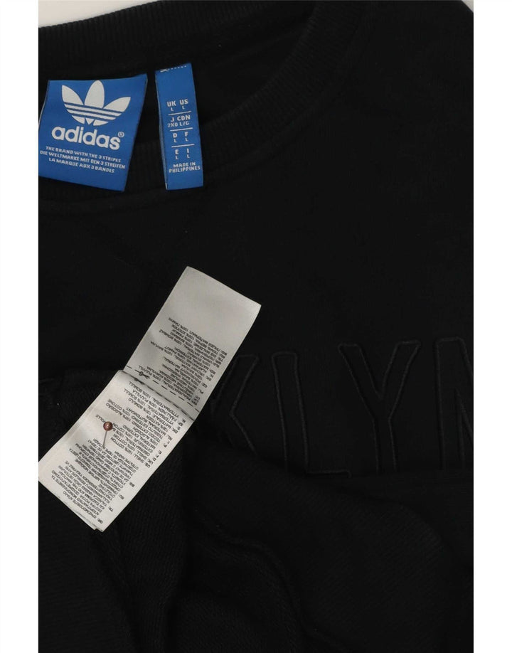 Adidas Mens Graphic Sweatshirt Jumper Large Black Colourblock Cotton