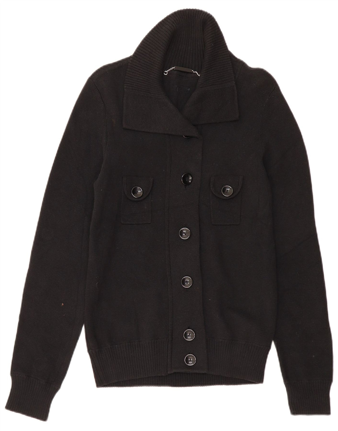 ARMANI JEANS Womens Cardigan Sweater UK 12 Medium Black Cotton