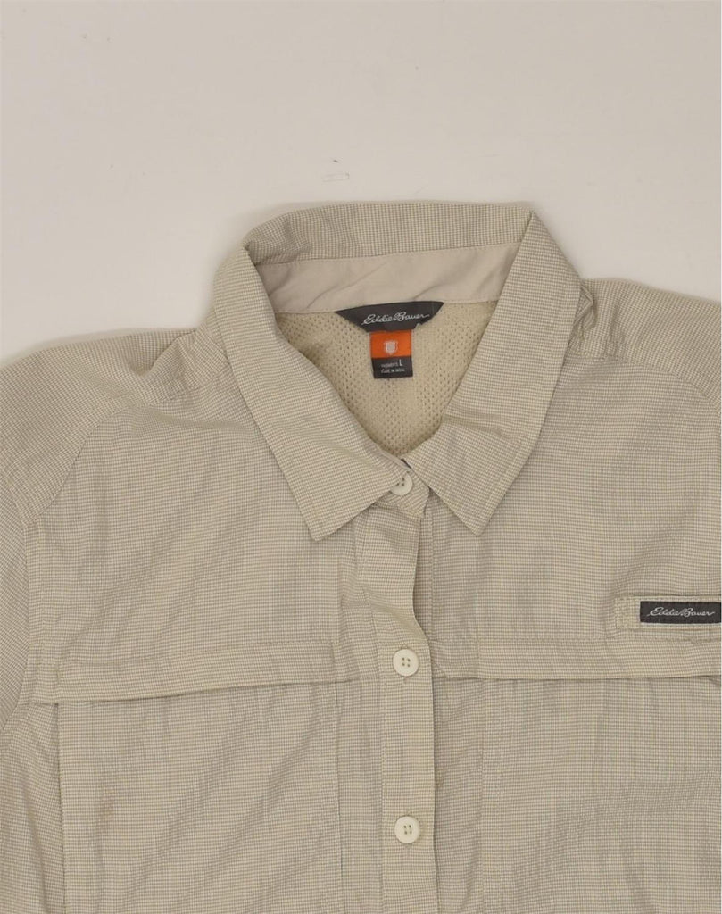 EDDIE BAUER Womens Shirt UK 16 Large Beige Polyester | Vintage Eddie Bauer | Thrift | Second-Hand Eddie Bauer | Used Clothing | Messina Hembry 