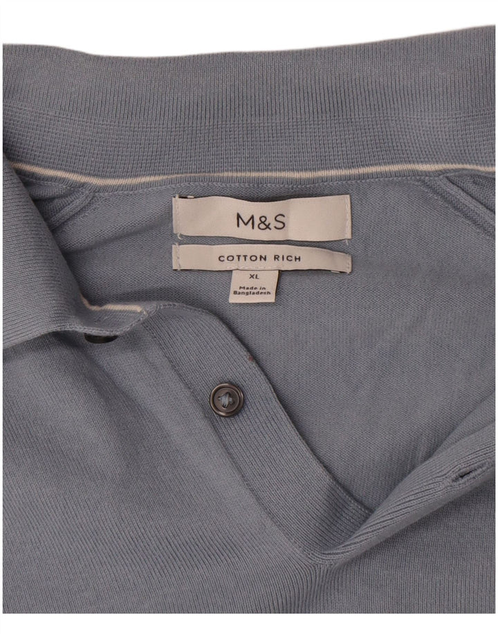Marks & Spencer Mens Polo Neck Jumper Sweater XL Blue Cotton