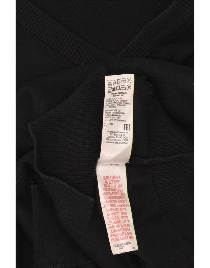 Marks & Spencer Mens V-Neck Jumper Sweater Large Navy Blue Cotton