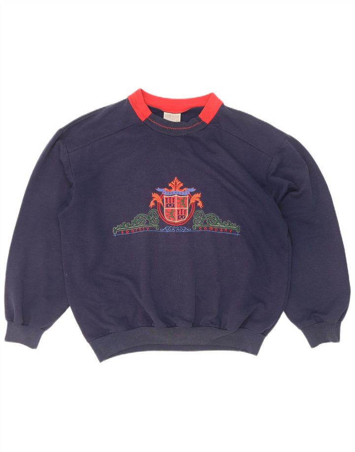 John Peter Womens Sweatshirt Jumper UK 16 Large Navy Blue Colourblock