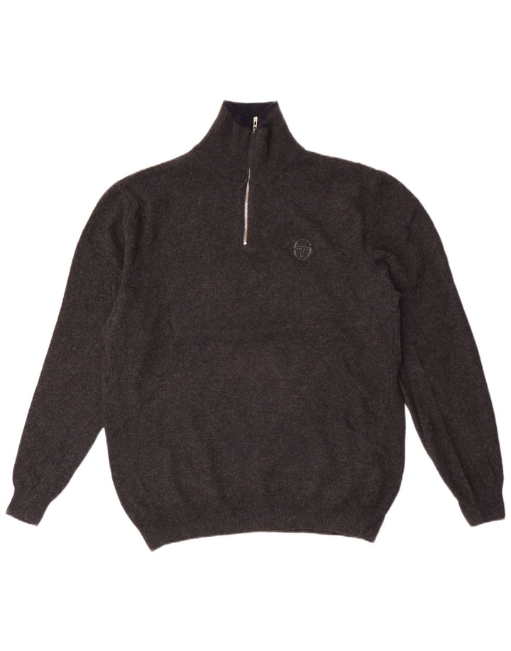 Sergio Tacchini Mens Zip Neck Jumper Sweater Medium Grey