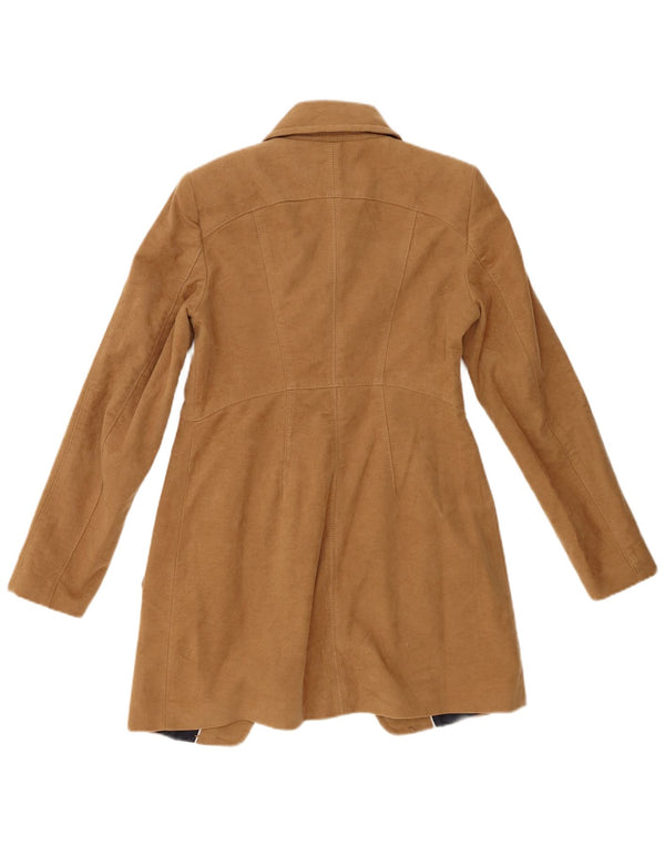 Zara Womens Double Breasted Coat UK 12 Medium Beige Cotton