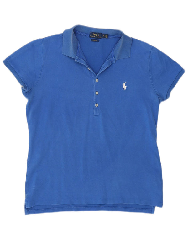 Polo Ralph Lauren Womens Slim Fit Polo Shirt UK 14 Medium Blue Cotton