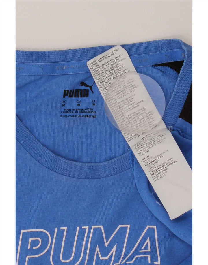 Puma Mens Graphic T-Shirt Top Medium Blue Colourblock Cotton