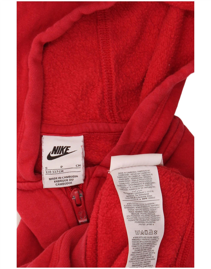 NIKE Boys Liverpool Zip Hoodie Sweater 8-9 Years Small Red Cotton