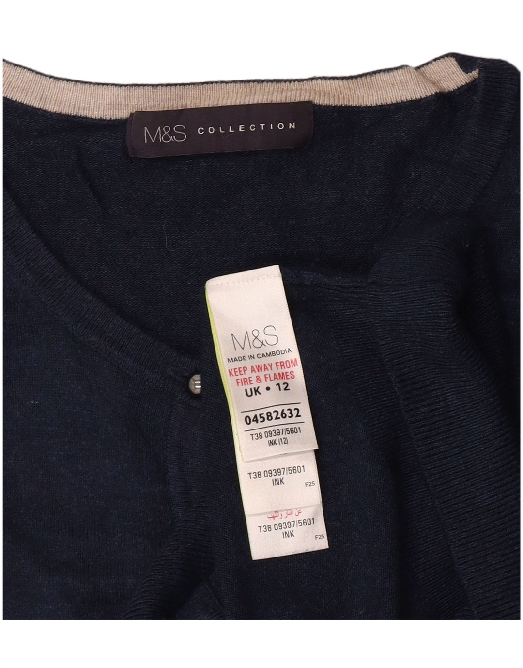 Marks & Spencer Womens Cardigan Sweater UK 12 Medium Navy Blue Viscose