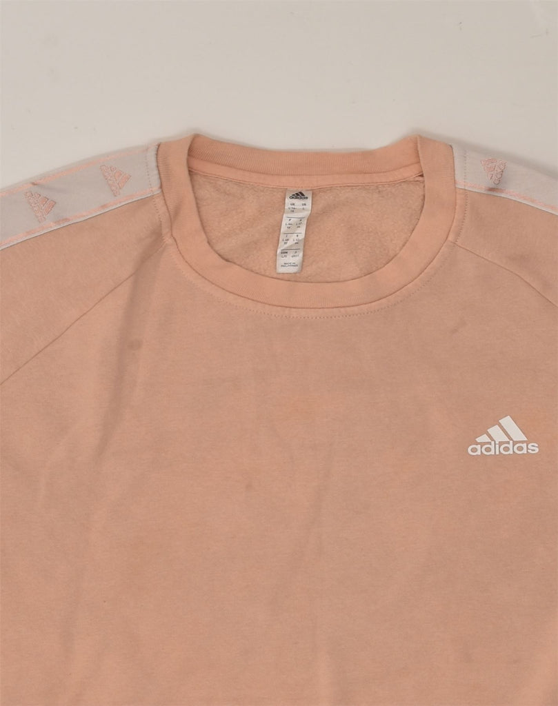 ADIDAS Womens Sweatshirt Jumper UK 16/18 Large Beige Cotton | Vintage Adidas | Thrift | Second-Hand Adidas | Used Clothing | Messina Hembry 