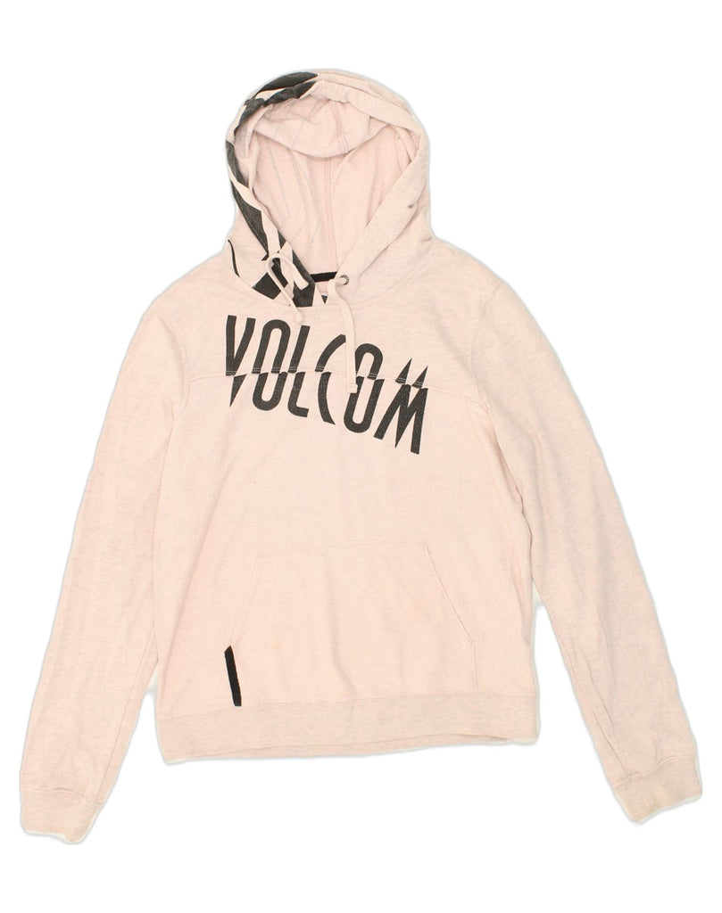 VOLCOM Womens Graphic Hoodie Jumper UK 14 Large Pink Cotton | Vintage Volcom | Thrift | Second-Hand Volcom | Used Clothing | Messina Hembry 