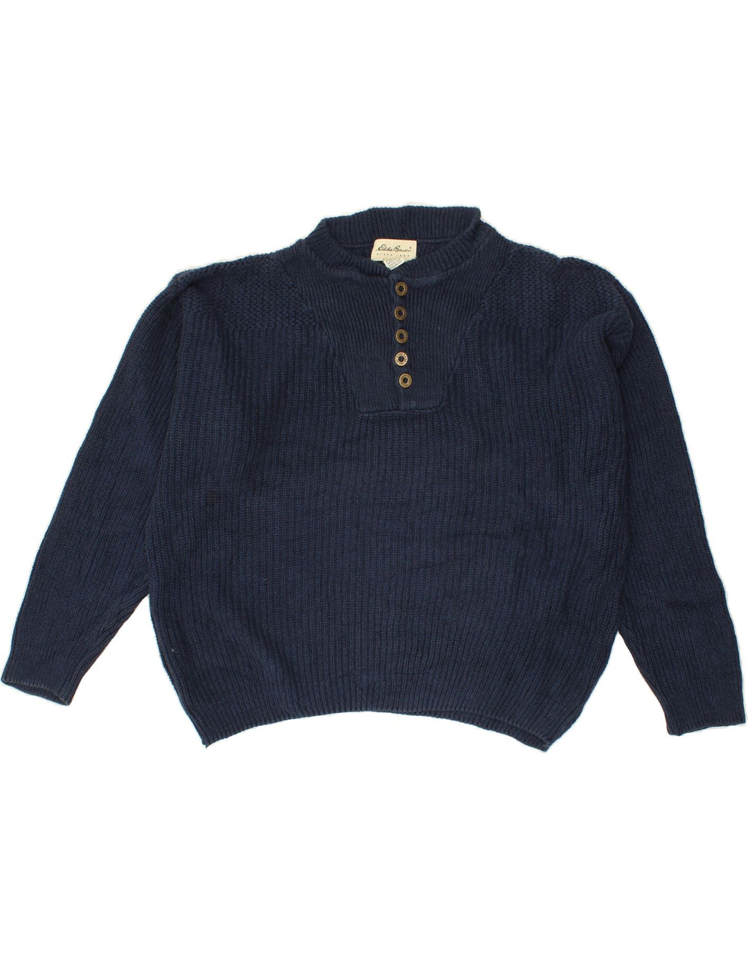 EDDIE BAUER Mens Loose Fit Crew Neck Jumper Sweater Medium Navy Blue
