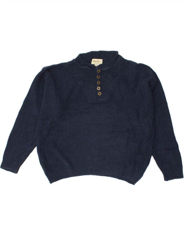 EDDIE BAUER Mens Loose Fit Crew Neck Jumper Sweater Medium Navy Blue