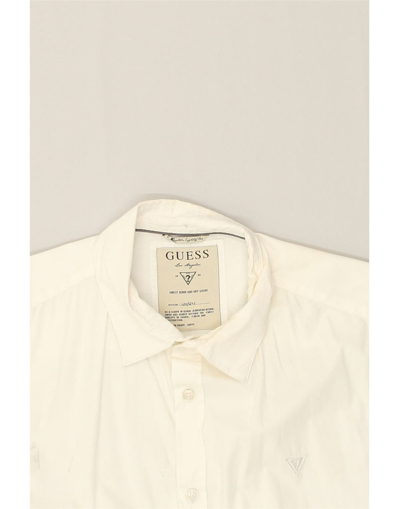 GUESS Mens Shirt UK 40 Medium White Cotton | Vintage Guess | Thrift | Second-Hand Guess | Used Clothing | Messina Hembry 