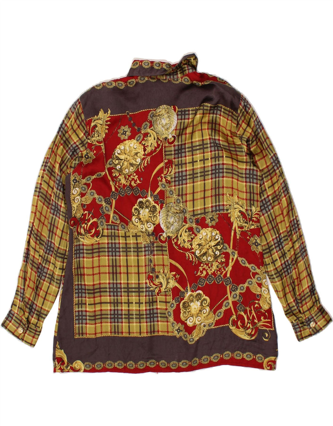 VINTAGE Womens Longline Shirt Blouse UK 14 Medium Multicoloured Vintage Vintage and Second-Hand Vintage from Messina Hembry 