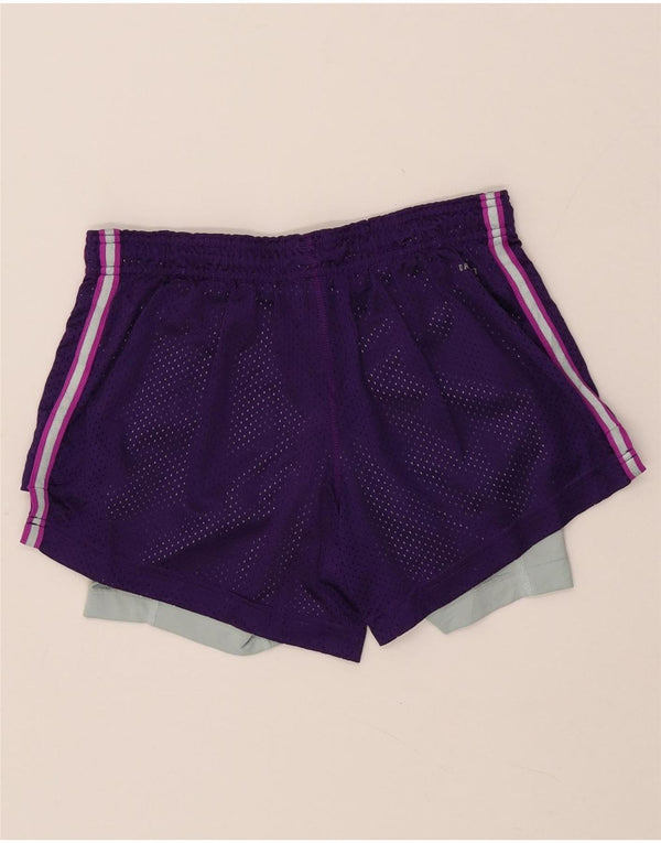 NIKE Womens Dri Fit Sport Shorts UK 8 Small  Purple Colourblock Polyester
