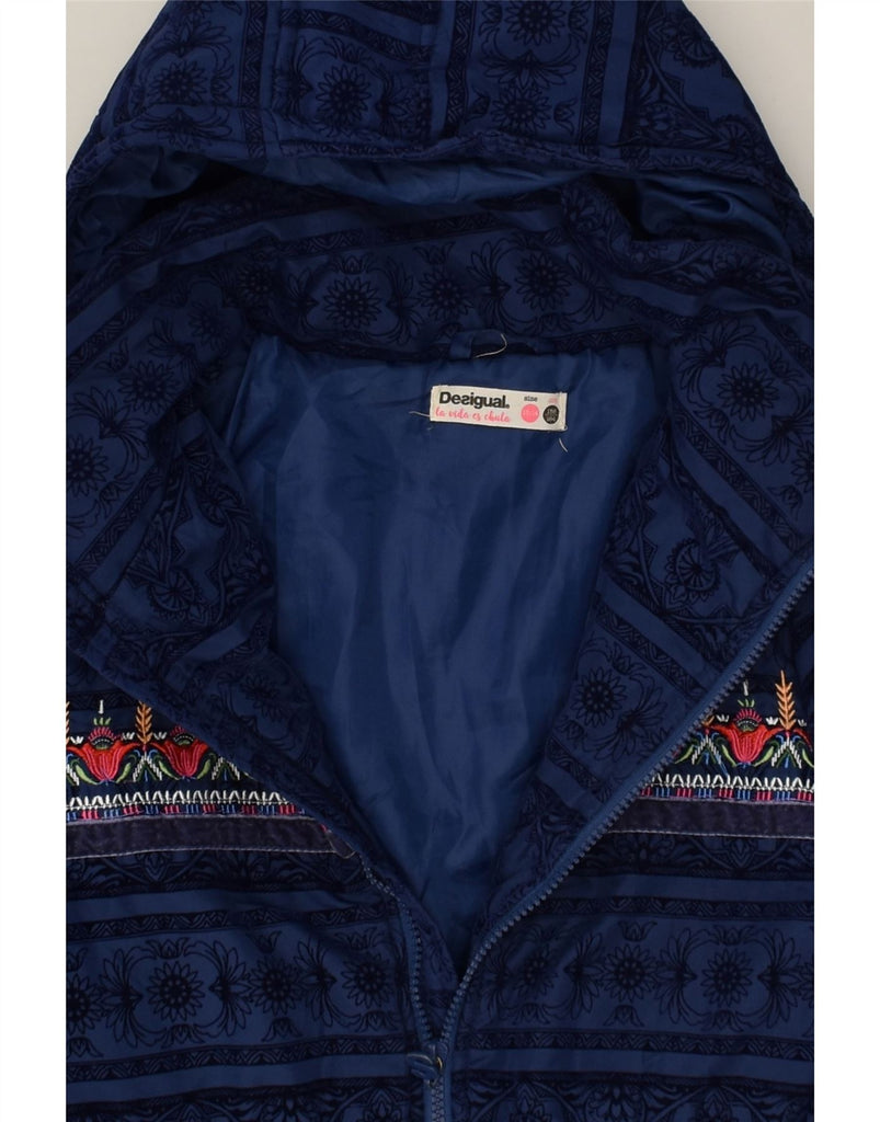 DESIGUAL Girls Hooded Windbreaker Jacket 13-14 Years Navy Blue Striped | Vintage Desigual | Thrift | Second-Hand Desigual | Used Clothing | Messina Hembry 