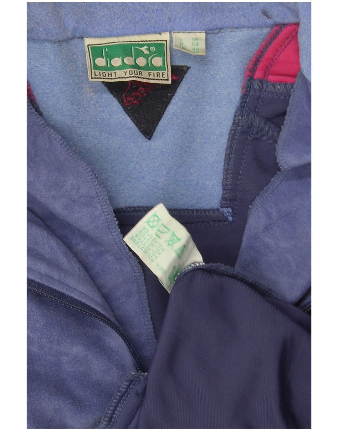 Diadora Mens Full Tracksuit UK 48 2XL Navy Blue Colourblock Polyester