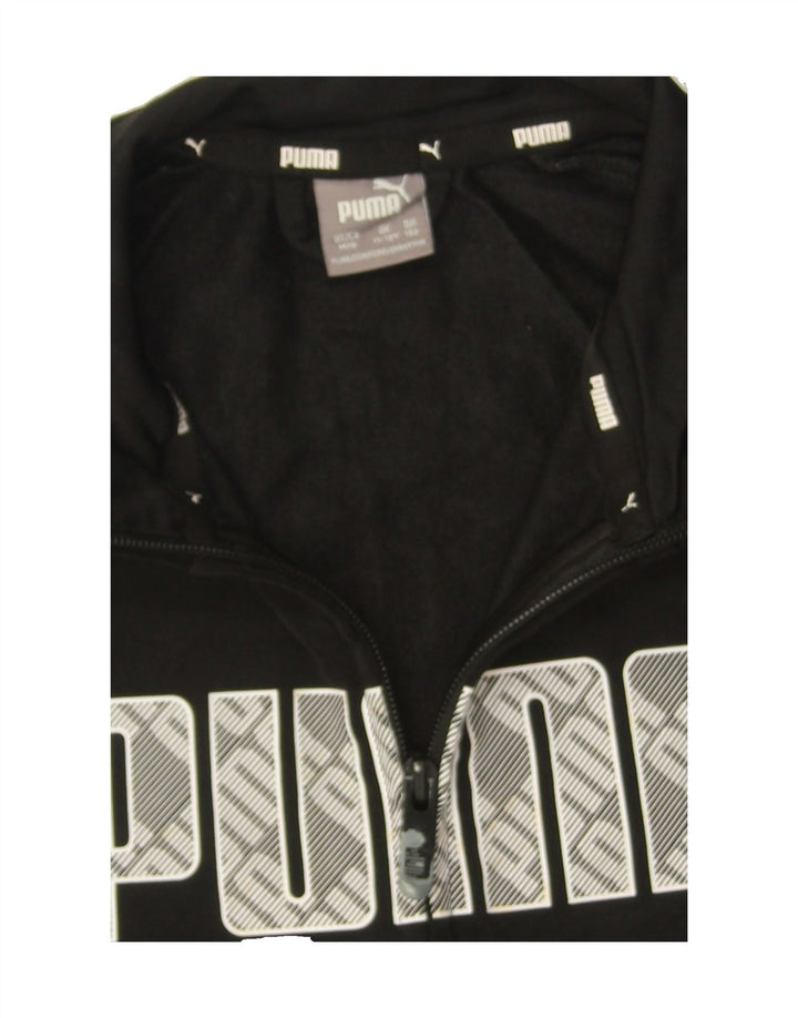 PUMA Boys Graphic Tracksuit Top Jacket 11-12 Years Black Polyester Vintage Puma and Second-Hand Puma from Messina Hembry 