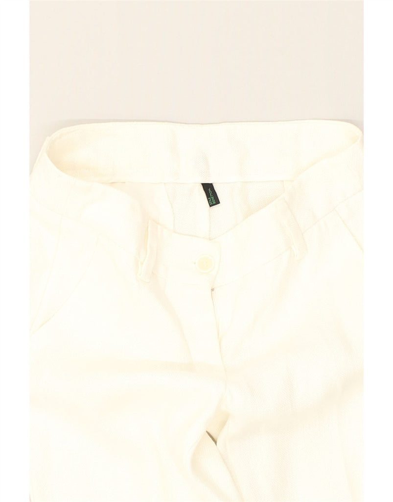 BENETTON Womens Slim Casual Trousers W27 L31 White Linen | Vintage Benetton | Thrift | Second-Hand Benetton | Used Clothing | Messina Hembry 