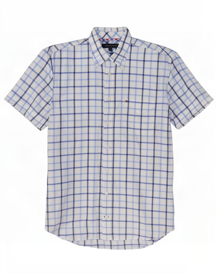 Tommy Hilfiger Mens Short Sleeve Shirt Medium White Check Cotton