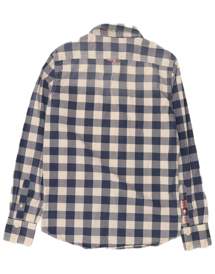 Superdry Mens Shirt Large Navy Blue Gingham Cotton