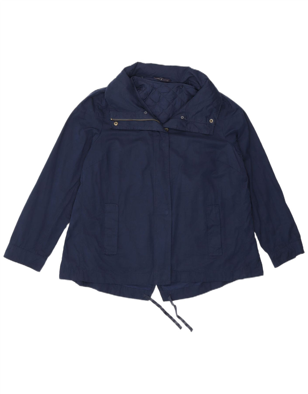 Marks & Spencer Womens Hooded Rain Jacket UK 14 Medium Navy Blue Polyester
