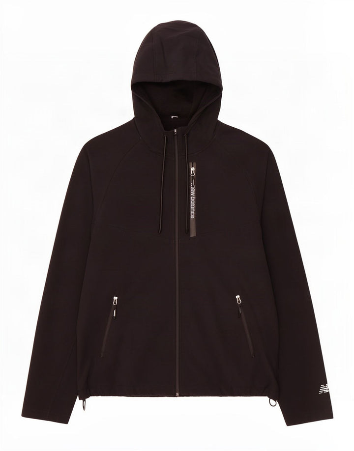 New Balance Mens Hooded Tracksuit Top Jacket Large Black Polyester