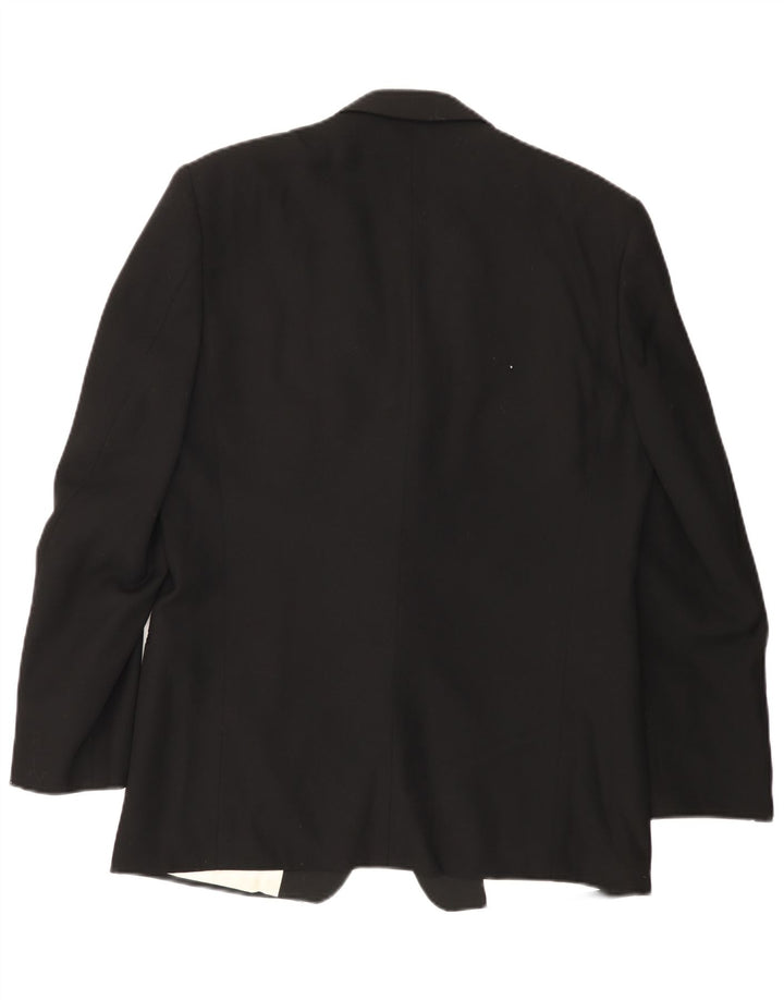 Lebole Mens 1 Button Blazer Jacket IT 50 Large Black Wool