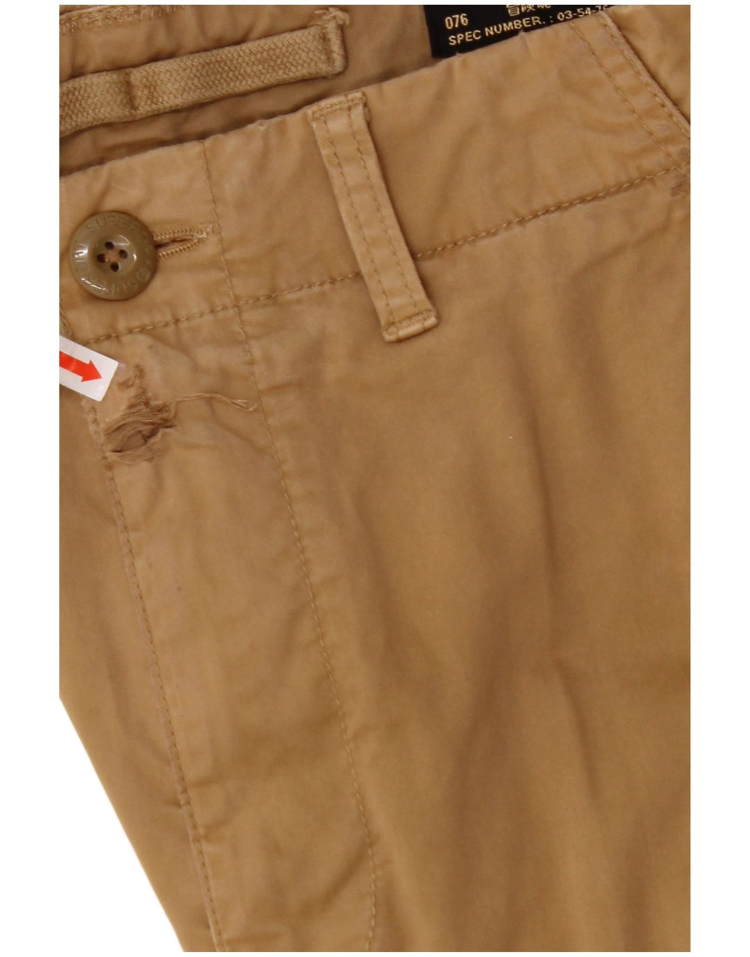SUPERDRY Mens Straight Cargo Trousers W32 L32 Beige Cotton