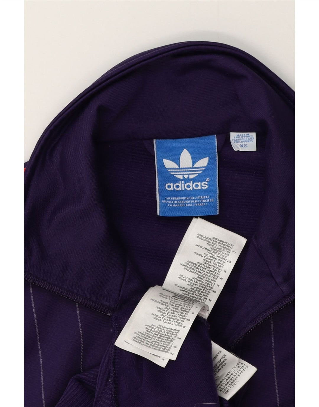 Adidas Mens Tracksuit Top Jacket XS Purple Striped Polyester