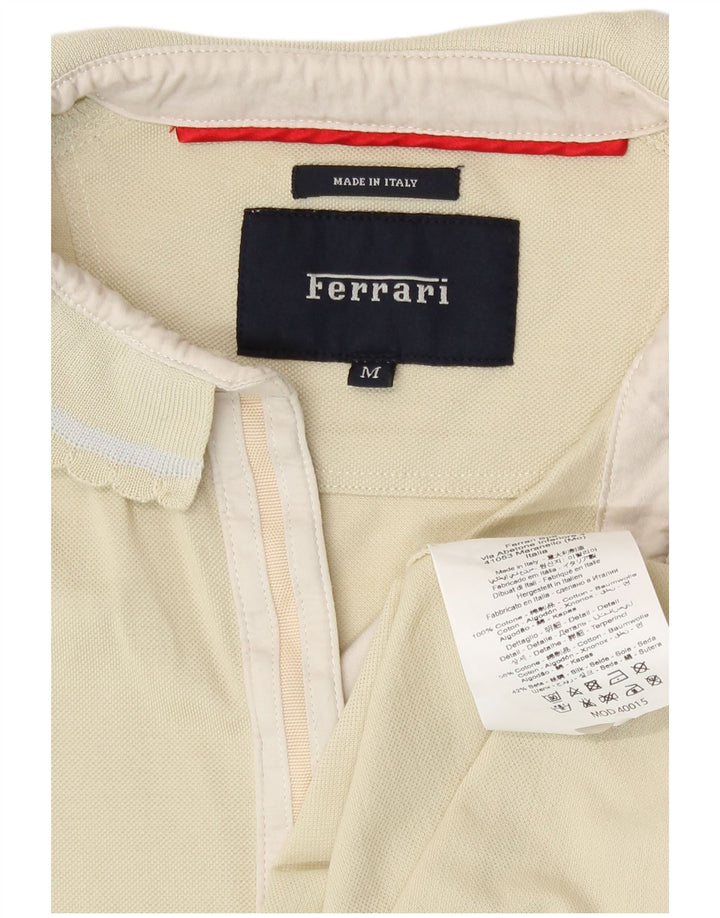 Ferrari Womens Polo Shirt UK 12 Medium Yellow Cotton