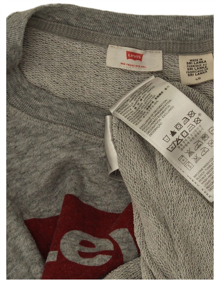 Levi's Womens Graphic Sweatshirt Jumper UK 16 Large Grey Cotton