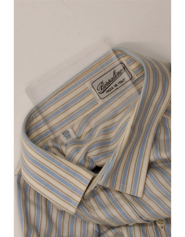 BORSALINO Mens Shirt Size 39 15 1/2 Medium Blue Striped