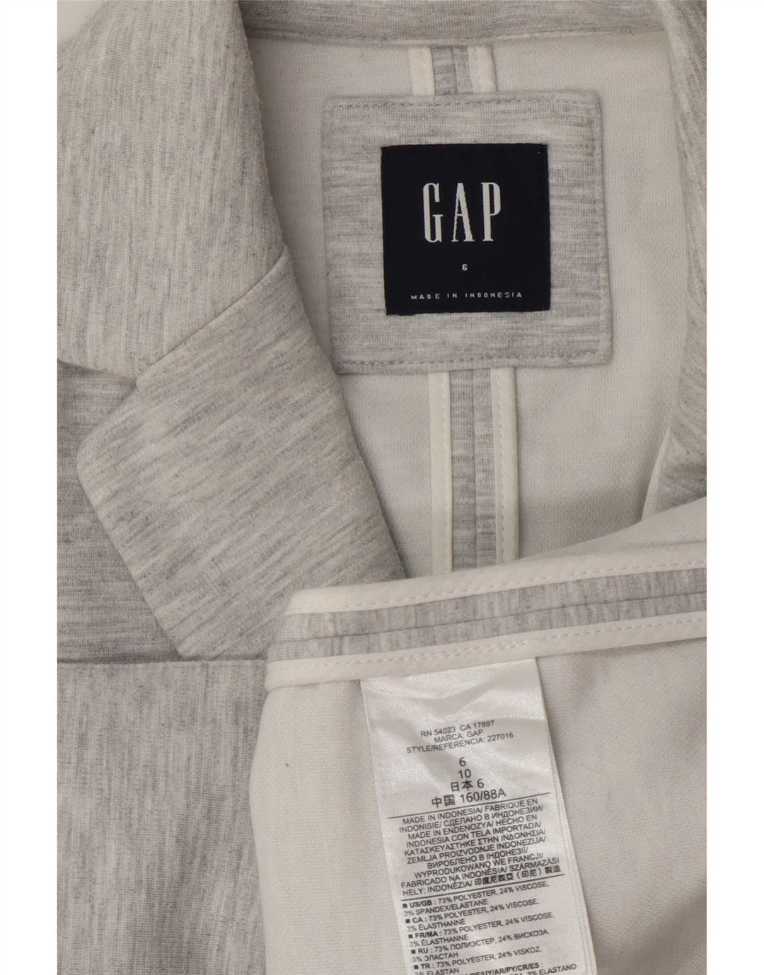 Gap Womens 1 Button Blazer Jacket US 6 Medium Grey Polyester