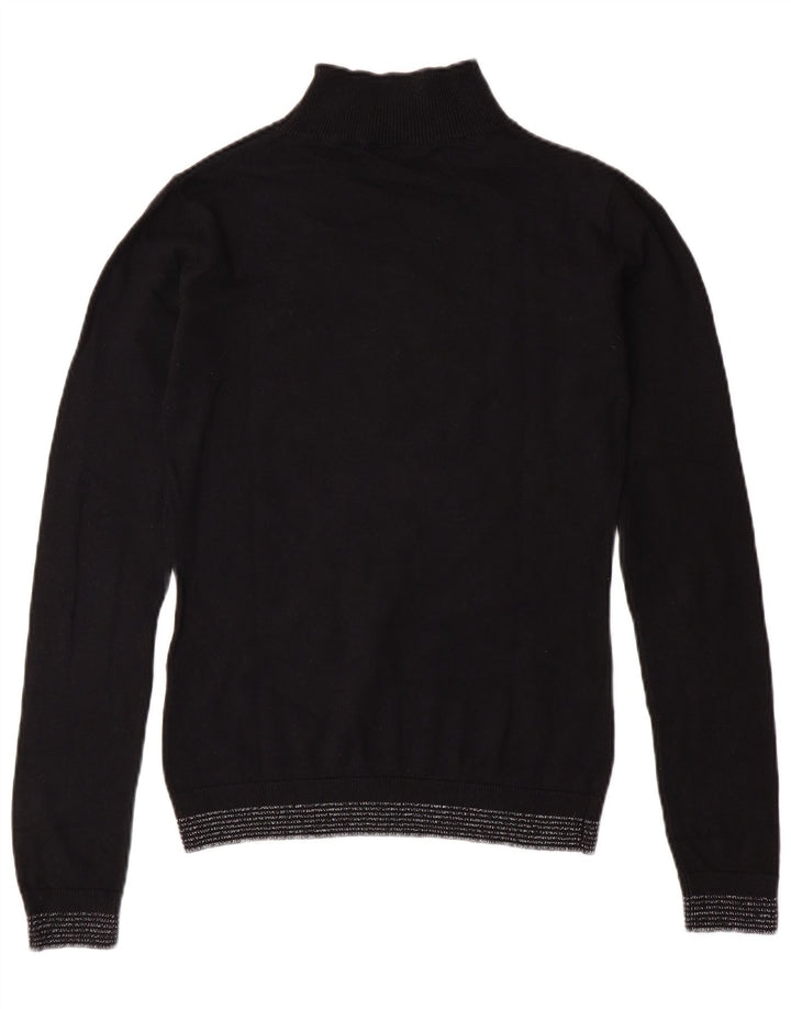 U.S. POLO ASSN. Womens Turtle Neck Jumper Sweater UK 6 XS Black Cotton