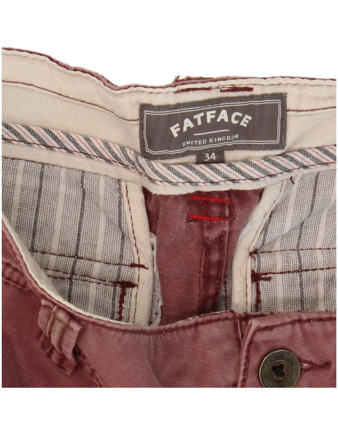 Fat Face Mens Cargo Shorts W34 Large  Burgundy Cotton