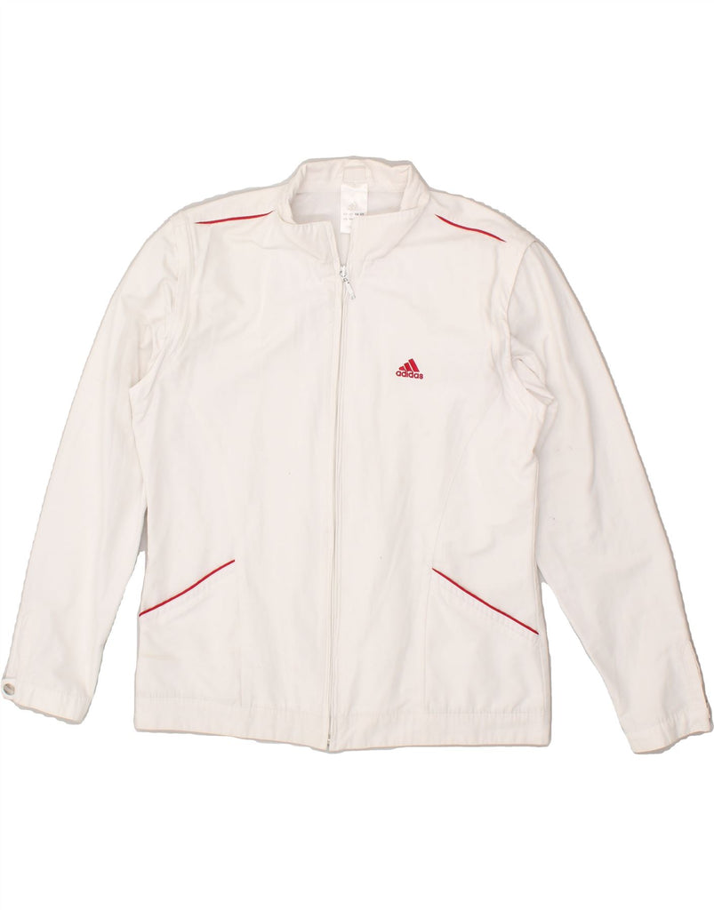 ADIDAS Womens Tracksuit Top Jacket UK 14 Large White Cotton | Vintage Adidas | Thrift | Second-Hand Adidas | Used Clothing | Messina Hembry 