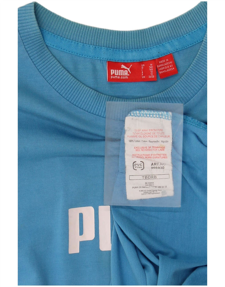 Puma Womens Graphic T-Shirt Top UK 12 Medium Blue Cotton
