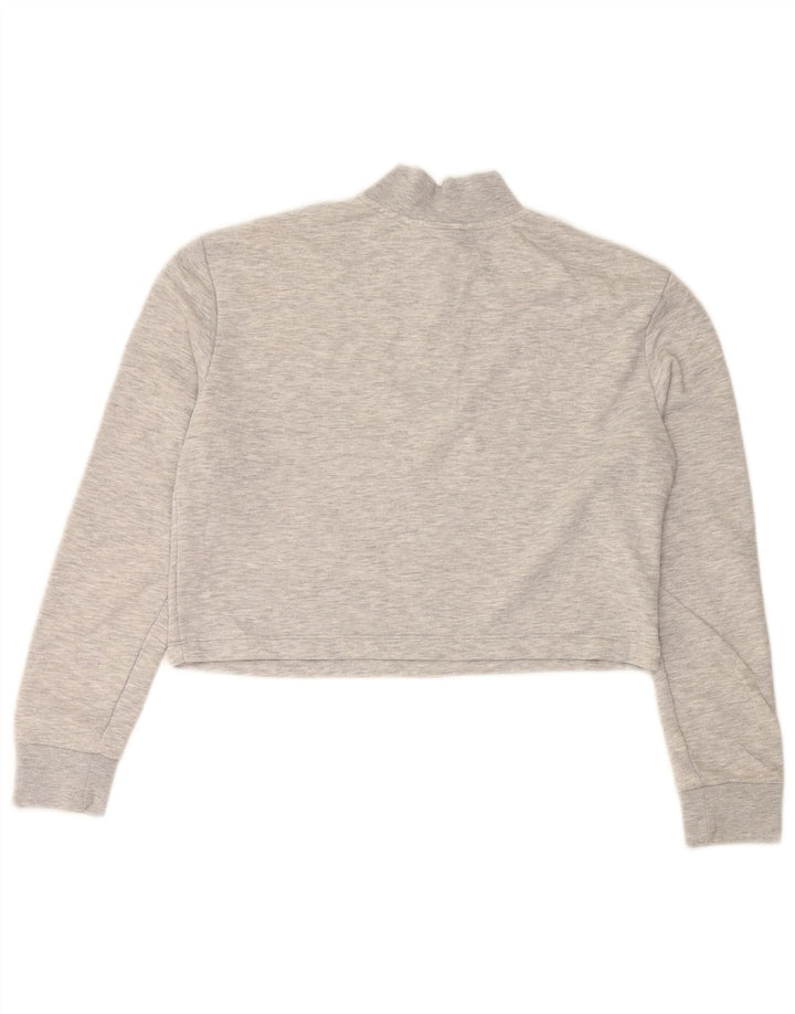 PUMA Womens Crop Crop Sweatshirt Jumper UK 12 Medium Grey Colourblock