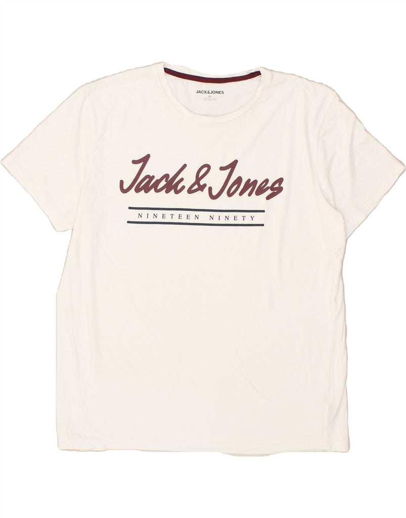 JACK & JONES Mens Graphic T-Shirt Top 2XL White Cotton | Vintage Jack & Jones | Thrift | Second-Hand Jack & Jones | Used Clothing | Messina Hembry 