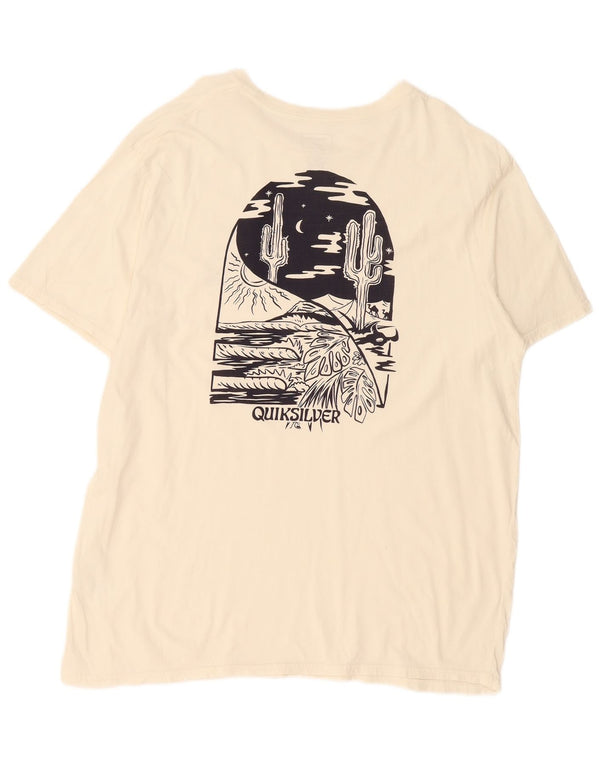 Quiksilver Mens Regular Fit Graphic T-Shirt Top 2XL Off White Cotton