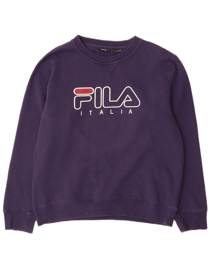Fila Mens Graphic Sweatshirt Jumper Medium Navy Blue Cotton
