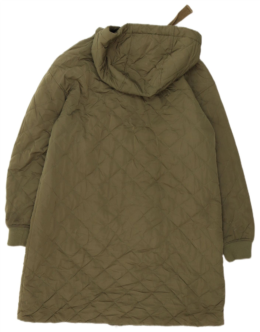 Marks & Spencer Womens Oversized Hooded Quilted Overcoat UK 14 Large Green