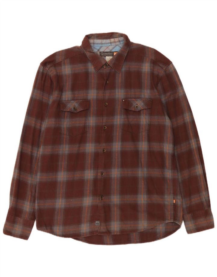 Quiksilver Mens Flannel Shirt Large Brown Check Cotton
