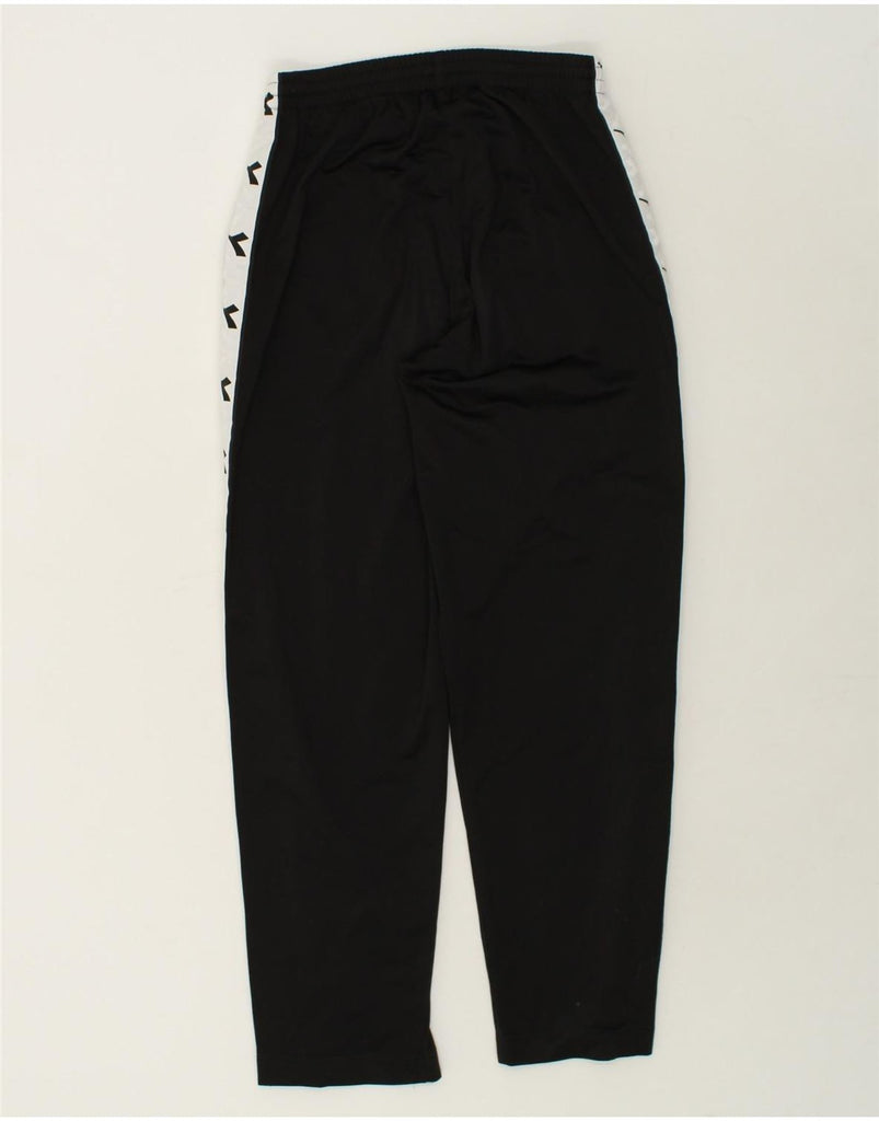 DIADORA Mens Graphic Tracksuit Trousers Small Black Polyester | Vintage Diadora | Thrift | Second-Hand Diadora | Used Clothing | Messina Hembry 