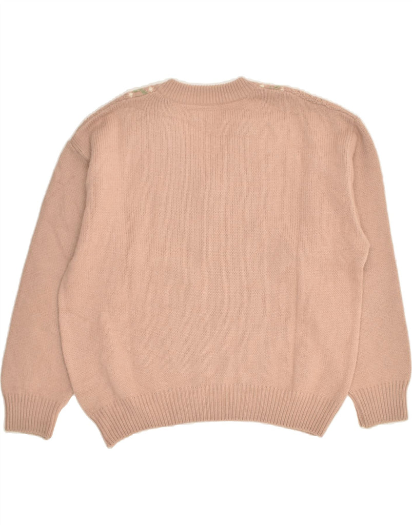 MALAGRIDA Womens V-Neck Jumper Sweater UK 20 2XL Beige Polyacrylic | Vintage Malagrida | Thrift | Second-Hand Malagrida | Used Clothing | Messina Hembry 